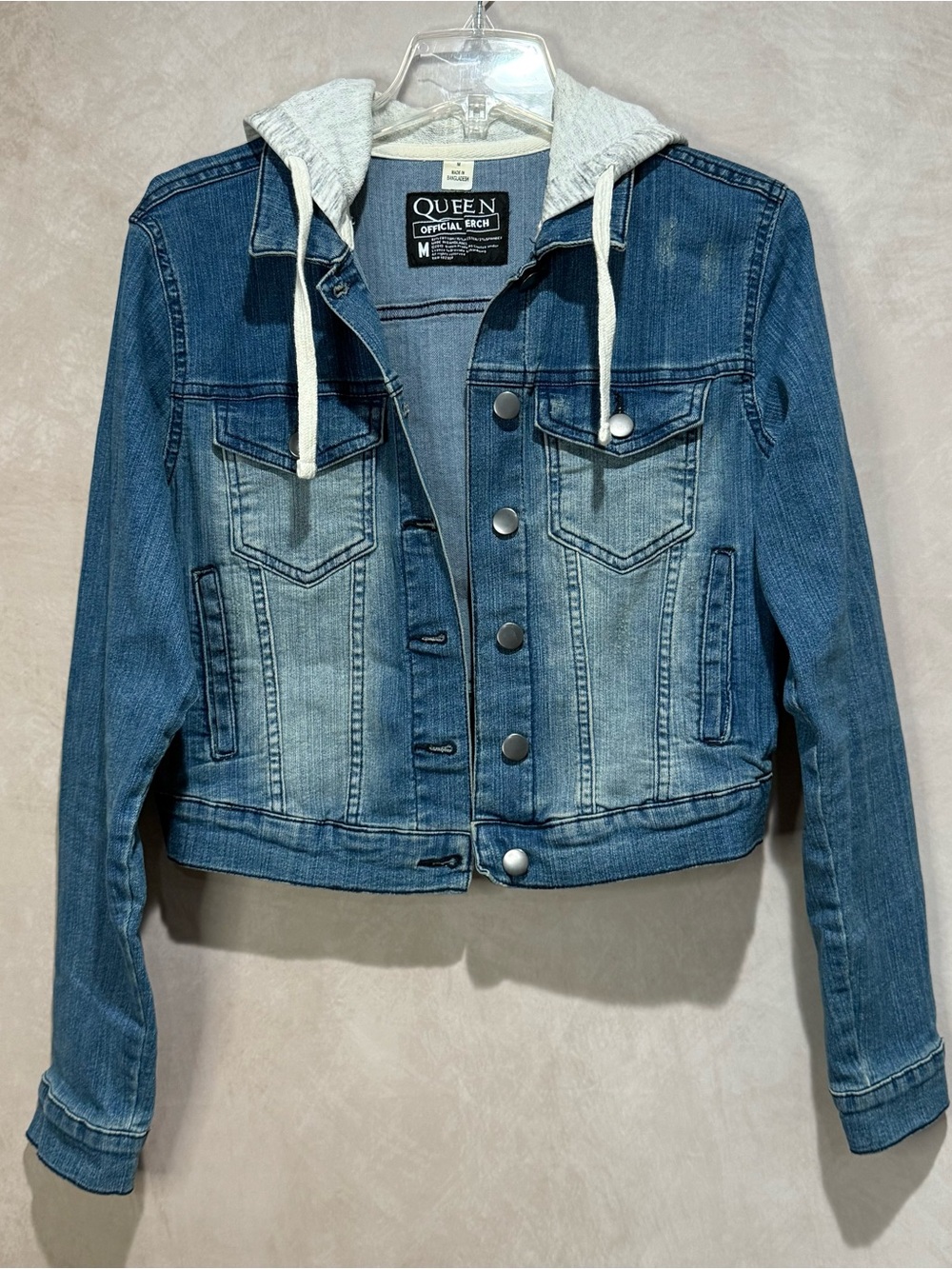 Queen Official Merch Cropped Denim Hooded Jacket Size M, Vintage Classic Rock - Picture 4 of 11